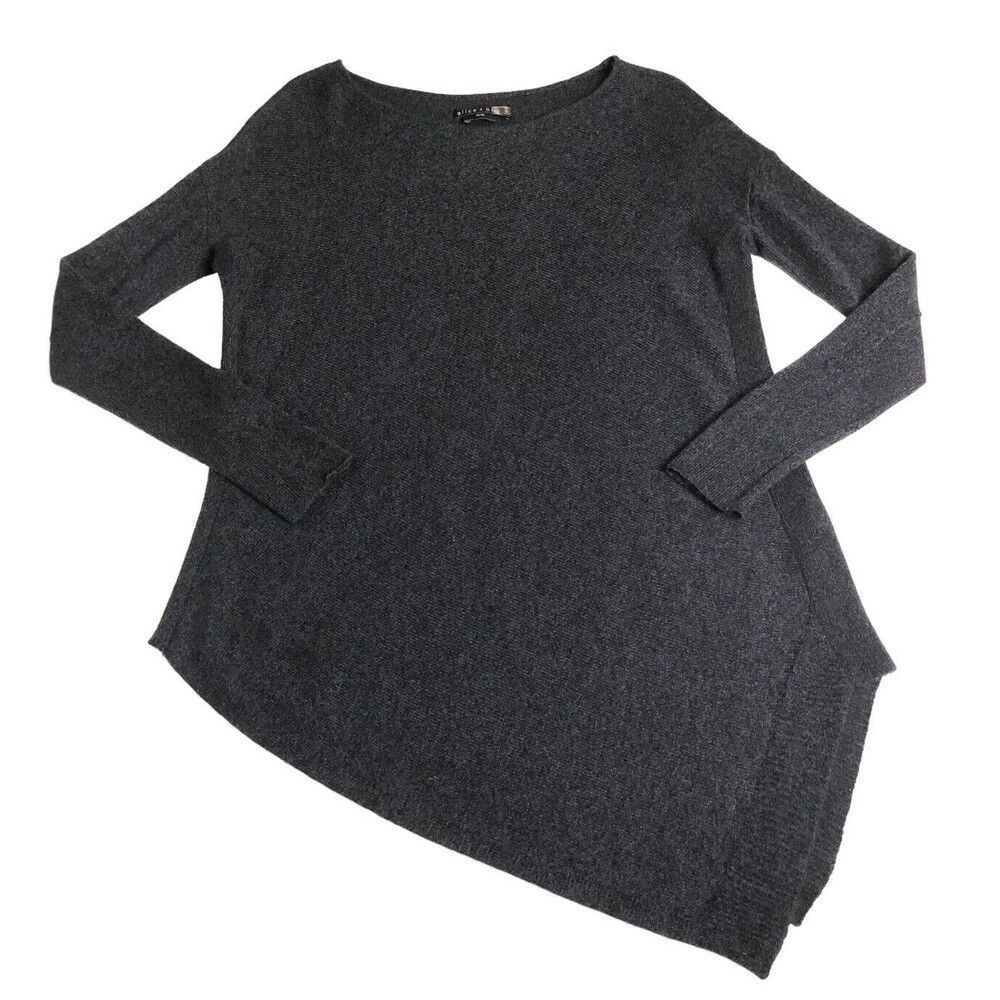 Alice + Olivia Sweater Womens XS Gray Angora Wool Blend Asymmetrical Hem